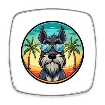 Riesenschnauzer Hunderasse Cartoon Sonnenbrille Strand - Viereckiger Kühlschrankmagnet - Weiß - Vorne