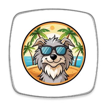 Pyrenäen-Schäferhund-Rasse Cartoon-Sonnenbrille Strand - Viereckiger Kühlschrankmagnet - Weiß - Vorne