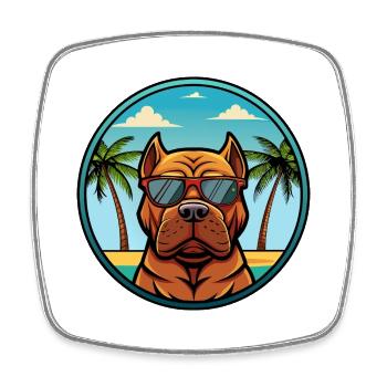 Französisch Bordeaux Mastiff Hunderasse Cartoon Strand - Viereckiger Kühlschrankmagnet - Weiß - Vorne