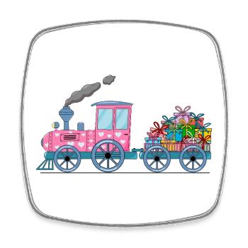 Train pour enfants avec remorque rose - Magnet carré - blanc - Devant