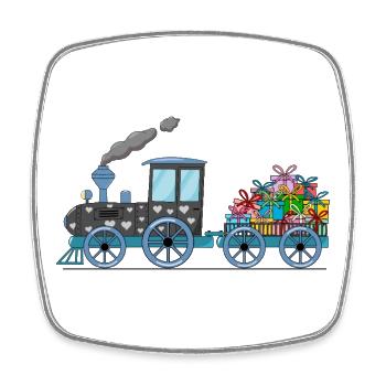 Train pour enfants avec remorque - Magnet carré - blanc - Devant