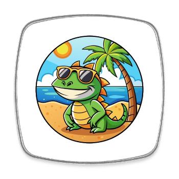 Lizard Lustige Cartoon Sommer Strand Sonnenbrille - Viereckiger Kühlschrankmagnet - Weiß - Vorne