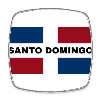 Santo Domingo City in Dominican Republic Flag - Square fridge magnet - white - Front