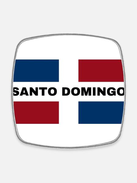 Santo Domingo City in Dominican Republic Flag - Square fridge magnet - white