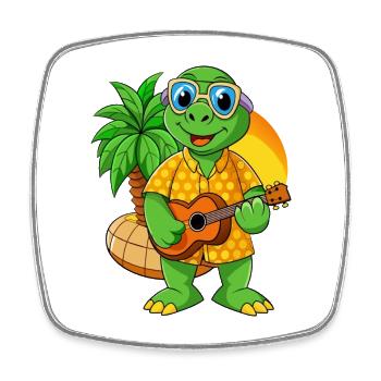 Funny Turtle Summer Beach Sunglasses Hawaiian - Square fridge magnet - white - Front