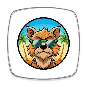 Griffon Bruxellois Hunderasse Cartoon Sonnenbrille - Viereckiger Kühlschrankmagnet - Weiß - Vorne