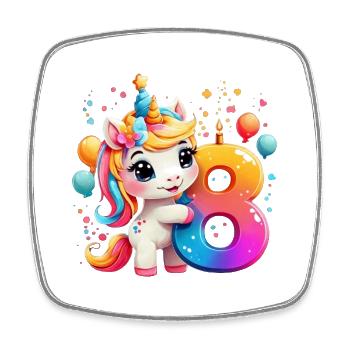 NUMMER 8 JAHRE EINHORN 8. GEBURTSTAG - Viereckiger Kühlschrankmagnet - Weiß - Vorne