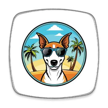 Smooth Fox Terrier Hunderasse Cartoon Sonnenbrille - Viereckiger Kühlschrankmagnet - Weiß - Vorne