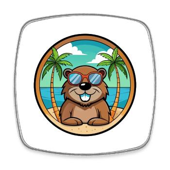 Biber Lustige Cartoon Sommer Strand Sonnenbrille Cool - Viereckiger Kühlschrankmagnet - Weiß - Vorne
