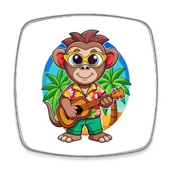 Funny Monkey Cartoon Summer Beach Sunglasses - Square fridge magnet - white - Front