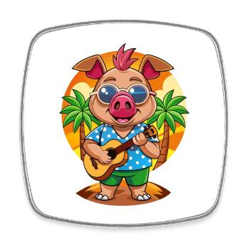 Drôle de cochon d’été plage lunettes de soleil hawaïenne - Magnet carré - blanc - Devant