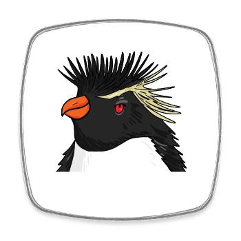 Pinguin mit Haare Felsenpinguin - Viereckiger Kühlschrankmagnet - Weiß - Vorne