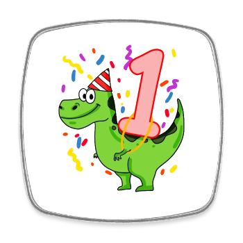Dinosaurier Geburtstag 1 Jahre alt - Viereckiger Kühlschrankmagnet - Weiß - Vorne