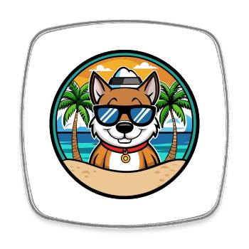 Cao De Seo Miguel Race De Chien Dessin Animé Plage - Magnet carré - blanc - Devant