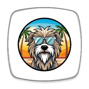 Lunettes de soleil Bergamasco Shepherd Dog Breed Cartoon - Magnet carré - blanc - Devant