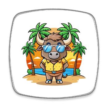 Buffalo Lustige Cartoon Sommer Strand Sonnenbrille - Viereckiger Kühlschrankmagnet - Weiß - Vorne