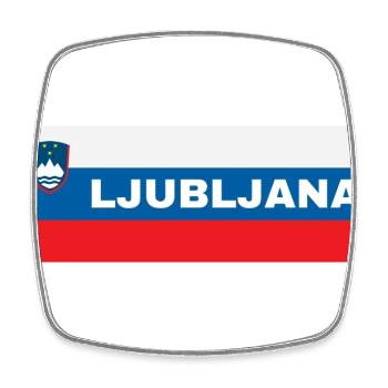 Ljubljana Stadt in slowenischer Flagge - Viereckiger Kühlschrankmagnet - Weiß - Vorne