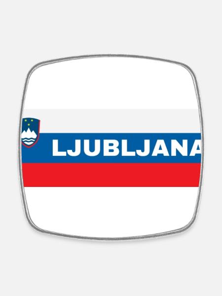 Ljubljana City in Slovenian Flag - Square fridge magnet - white