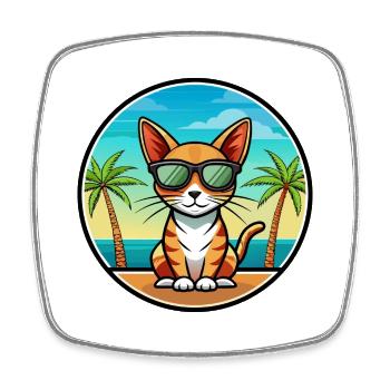 Abessinische Kurzhaarkatze Rasse Cartoon Sonnenbrille - Viereckiger Kühlschrankmagnet - Weiß - Vorne