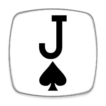 Carte à jouer au poker - Jack of Spades / Jokers - Magnet carré - blanc - Devant
