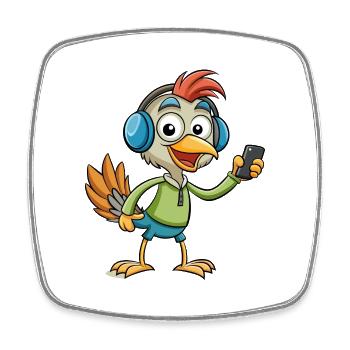 Strauß Lustige Cartoon Figur Kopfhörer Musik - Viereckiger Kühlschrankmagnet - Weiß - Vorne