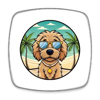 Labradoodle Hunderasse Cartoon Sonnenbrille Strand - Viereckiger Kühlschrankmagnet - Weiß - Vorne