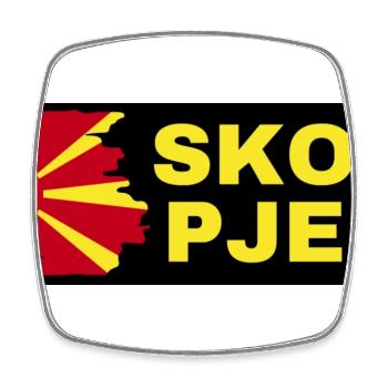 Skopje-Stadt mit Nordmazedonien-Flaggendesign - Viereckiger Kühlschrankmagnet - Weiß - Vorne