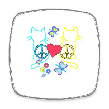 Retro Hippie Cats Peace Cat Vintage Hippies - Square fridge magnet - white - Front