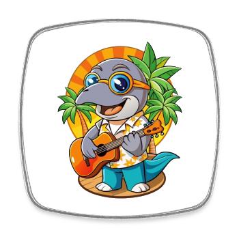 Lunettes de soleil de plage d’été de dessin animé de dauphin drôle - Magnet carré - blanc - Devant