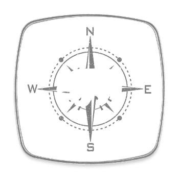 Compass with polar bear | Nordland - Square fridge magnet - white - Front