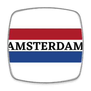 Amsterdam City in Dutch Flag - Square fridge magnet - white - Front