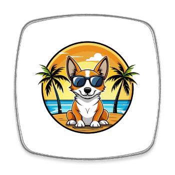 Miniatur Foxterrier Hunderasse Cartoon Sonnenbrille - Viereckiger Kühlschrankmagnet - Weiß - Vorne