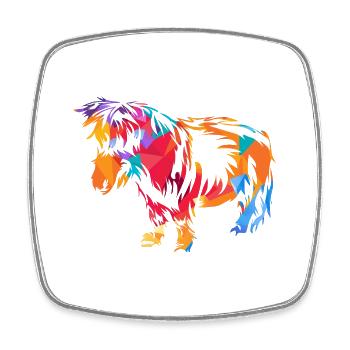 Munteres Shetlandpony Reitbegleiter - Viereckiger Kühlschrankmagnet - Weiß - Vorne