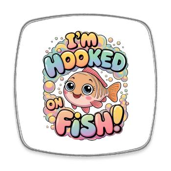 I'm Hooked On Fish - Square fridge magnet - white - Front