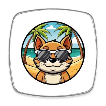 Bambino Katzenrasse Cartoon Sonnenbrille Strand - Viereckiger Kühlschrankmagnet - Weiß - Vorne