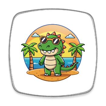 Krokodil Lustige Cartoon Sommer Strand Sonnenbrille - Viereckiger Kühlschrankmagnet - Weiß - Vorne