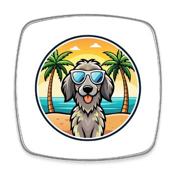 Deutsch Langhaar Vorstehhund Rasse Cartoon Strand - Viereckiger Kühlschrankmagnet - Weiß - Vorne