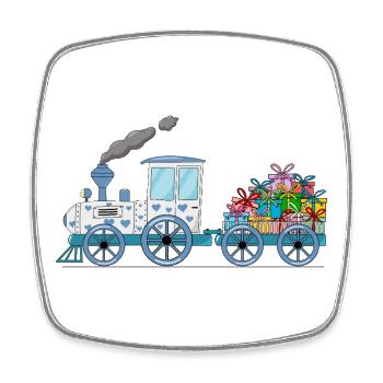 Train pour enfants avec remorque blanche - Magnet carré - blanc - Devant