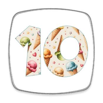 EISCREME NUMMER 10 JAHRE EIS 10. GEBURTSTAG - Viereckiger Kühlschrankmagnet - Weiß - Vorne