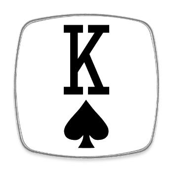 Carte à jouer au poker - King of Spades - Magnet carré - blanc - Devant