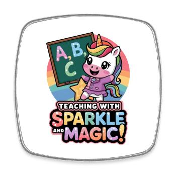 Teaching With Sparkle And Magic! - Square fridge magnet - white - Front