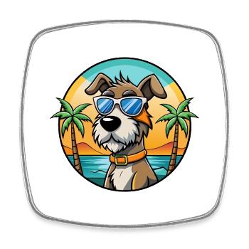 Istrischer Drahthaarhund Hunderasse Cartoon Beach - Viereckiger Kühlschrankmagnet - Weiß - Vorne