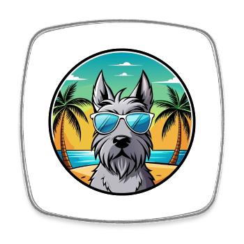 Scottish Terrier Hunderasse Cartoon Sonnenbrille Strand - Viereckiger Kühlschrankmagnet - Weiß - Vorne