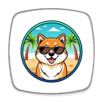 Shih Poo Hunderasse Cartoon Sonnenbrille Strand - Viereckiger Kühlschrankmagnet - Weiß - Vorne