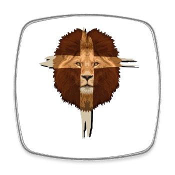 Lion Cross Christian Gift - Square fridge magnet - white - Front