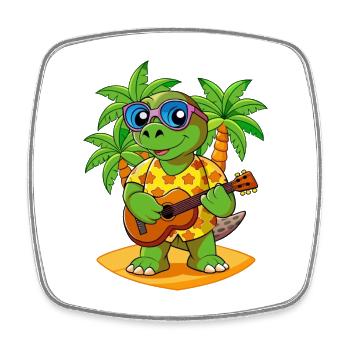 Funny Turtle Cartoon Summer Beach Sunglasses - Square fridge magnet - white - Front