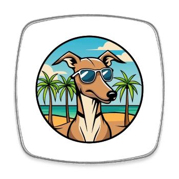 Rampur Windhund Hunderasse Cartoon Sonnenbrille Strand - Viereckiger Kühlschrankmagnet - Weiß - Vorne