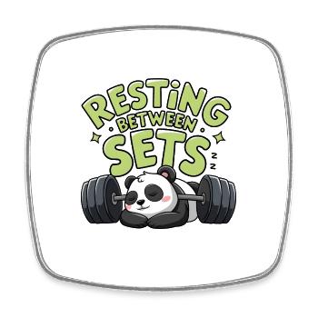 Resting Between Sets - Square fridge magnet - white - Front