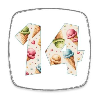 EISCREME NUMMER 14 JAHRE EIS 14. GEBURTSTAG - Viereckiger Kühlschrankmagnet - Weiß - Vorne