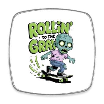 Rollin zum Grab - Viereckiger Kühlschrankmagnet - Weiß - Vorne